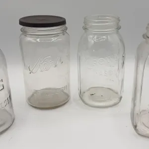 4 Vintage Glass Jar's Atlas, Kerr, Crown, Ball