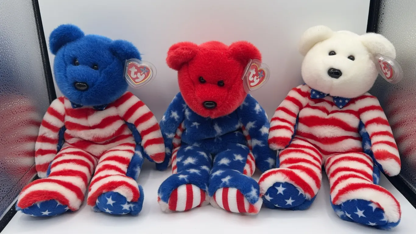 3 Large Ty Americana Beanie Bears