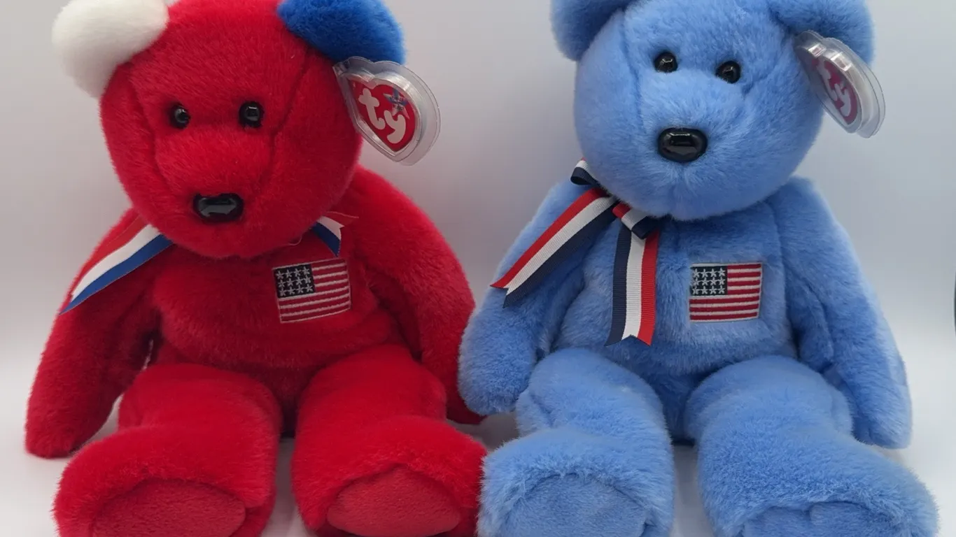 2 Large Ty Americana Beanie Bears