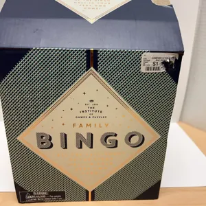 The Games Institute Family Bingo Set With Rotary Cage, 75 Numbered Balls, Cards, and Tokens In Box (