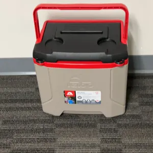 Igloo Profile 16-Quart Cooler with Cool Riser Technology, Made in USA, Beige and Red, 24-Can Capacit