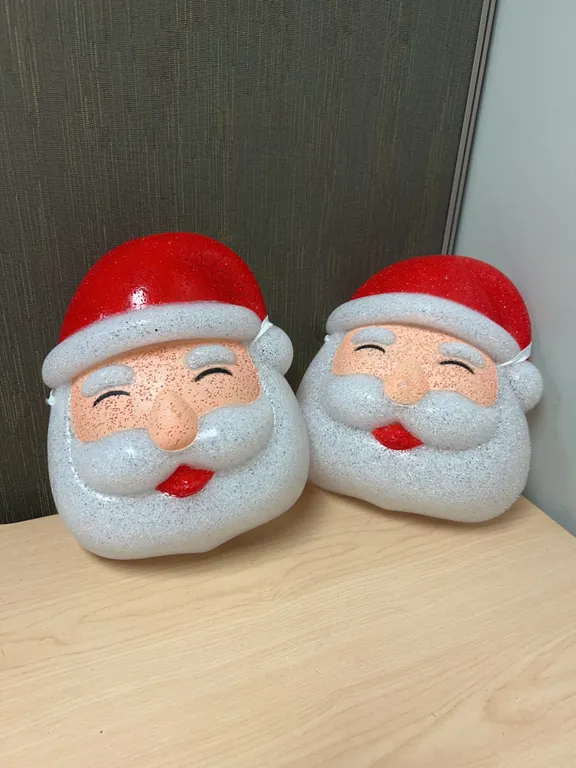 11-Inch Glittered Santa Claus Face Decorations in Red and White PlasticWall Hanging Decor Pieces