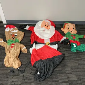 3 Inflatable Christmas Yard Decorations: Santa Claus, Gingerbread Figure, Elf With Power Adaptors