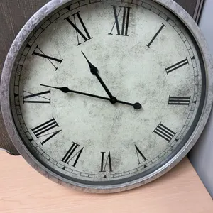 Large Wall Clock With Roman Numerals, Metal Frame, Battery