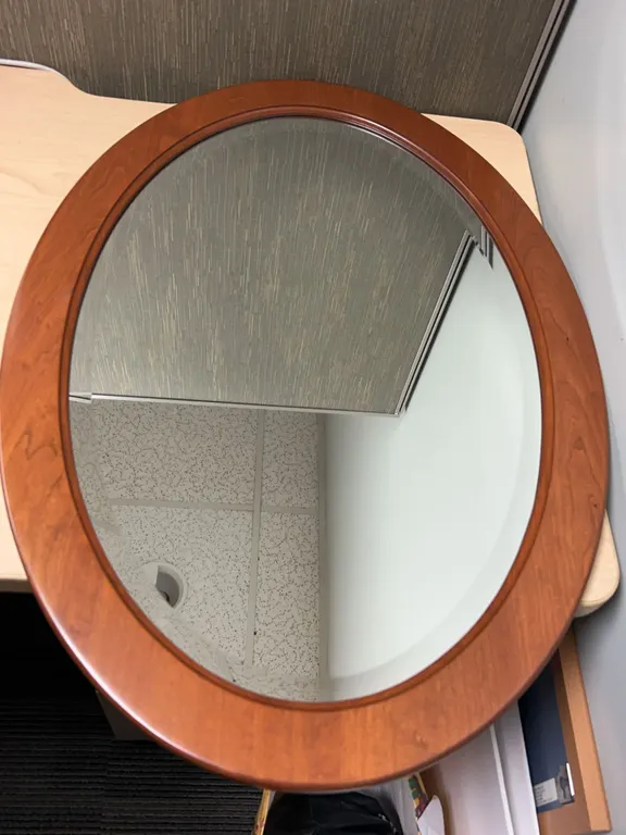 Hardwood Furniture Builders' Guild oval Wall Mirror With Cherry Finish Frame