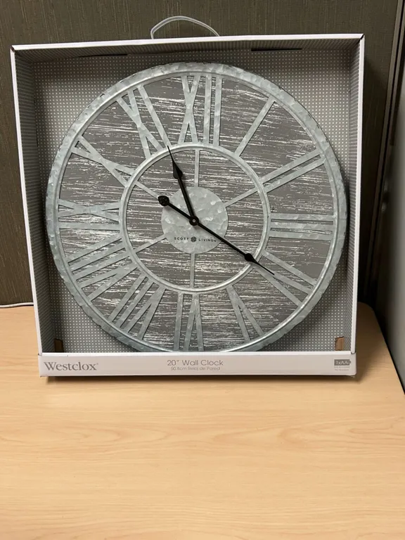 Westclox Scott Living 20-Inch Wall Clock with Galvanized Finish, Model 32213-20, Boxed, 2019 Release
