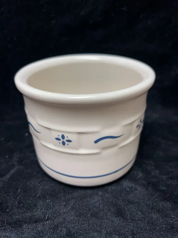 Longaberger Pottery Blue Woven Traditions Small Crock USA