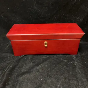 Things Remembered Red Wood Jewelry Box With Mirror, Felt Lining