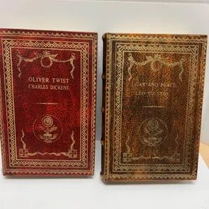 Two Decorative Book-Shaped Boxes: Oliver Twist and War and Peace Faux Book Storage Cases 9.5 Inch