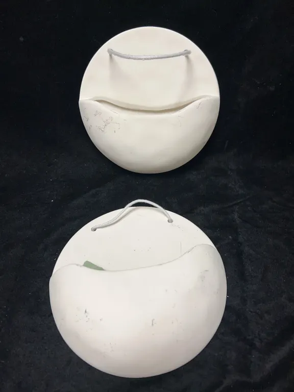 White Ceramic Wall Pocket Planters With Rope Hangers