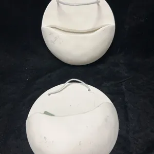 White Ceramic Wall Pocket Planters With Rope Hangers
