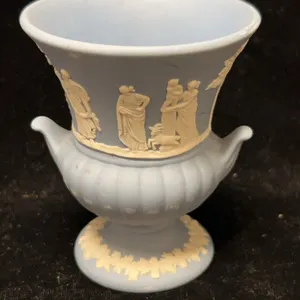 Wedgwood Blue Jasperware Vase With Classical Relief, England