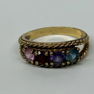 Beautiful10K Yellow Gold Multi Gemstone Mother's Ring