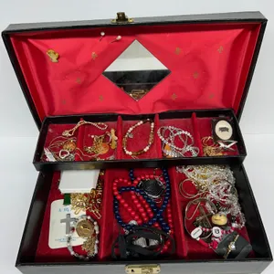 Jewelry Box and Contents (Black with Stars)