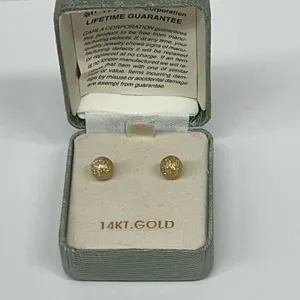 Boxed Pair of 14K Gold Ball Stud Earrings
