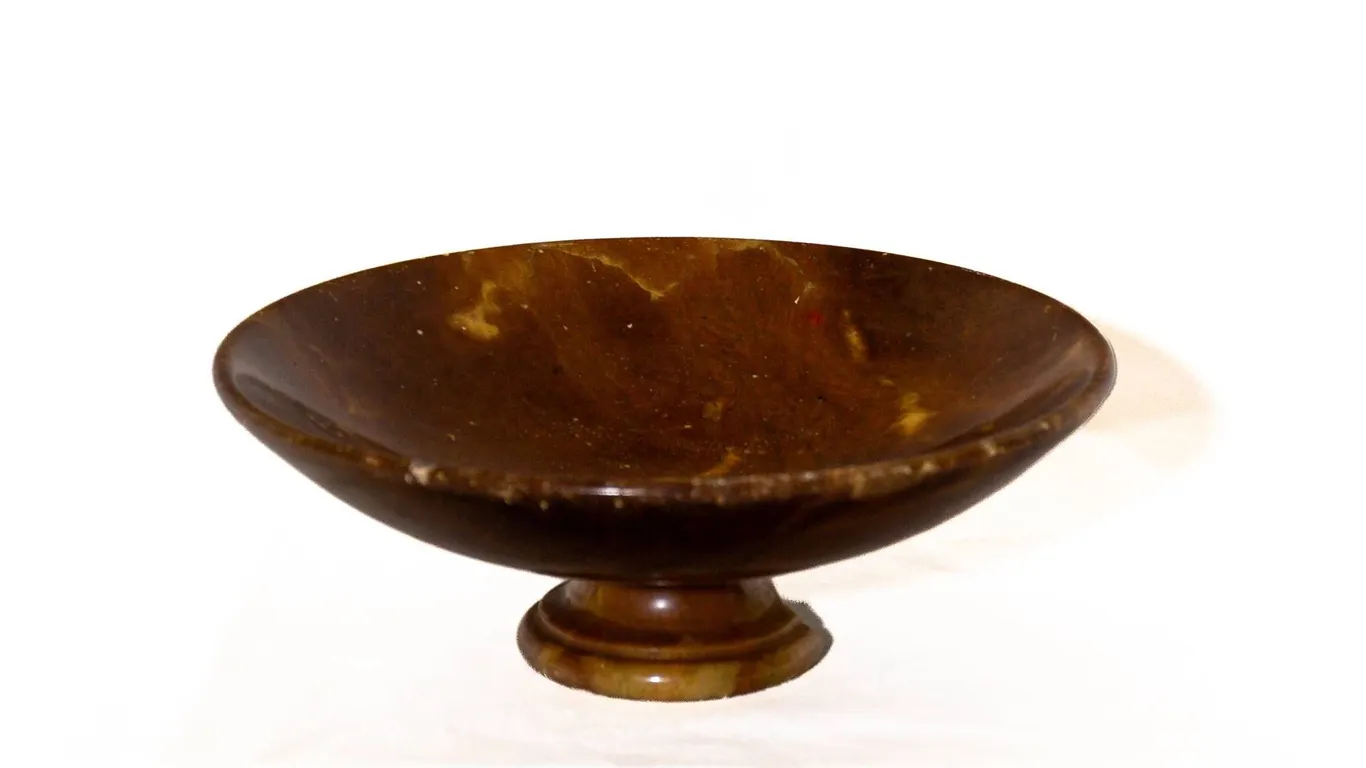 ALABASTER COMPOTE 3" H., 9.5" W.