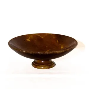 ALABASTER COMPOTE 3" H., 9.5" W.