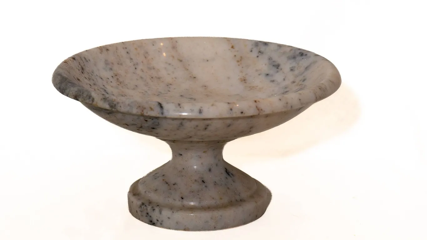 ALABASTER COMPOTE 5"H., 10"W.