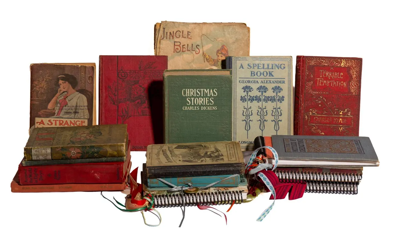 BOOKS INCLUDING CHARLES DICKENS, LIZZIE CHAMPNEY, JULES VERNE.