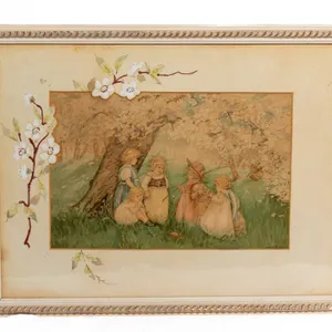 FRAMED PASTORAL LITHOGRAPH BY FREDERICK A. STOKES PUBLISHER.