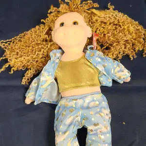 Ty Beanie Boppers Pajama Pam Doll 2002 in Original Star and Moon Pajamas, Complete with Slippers and