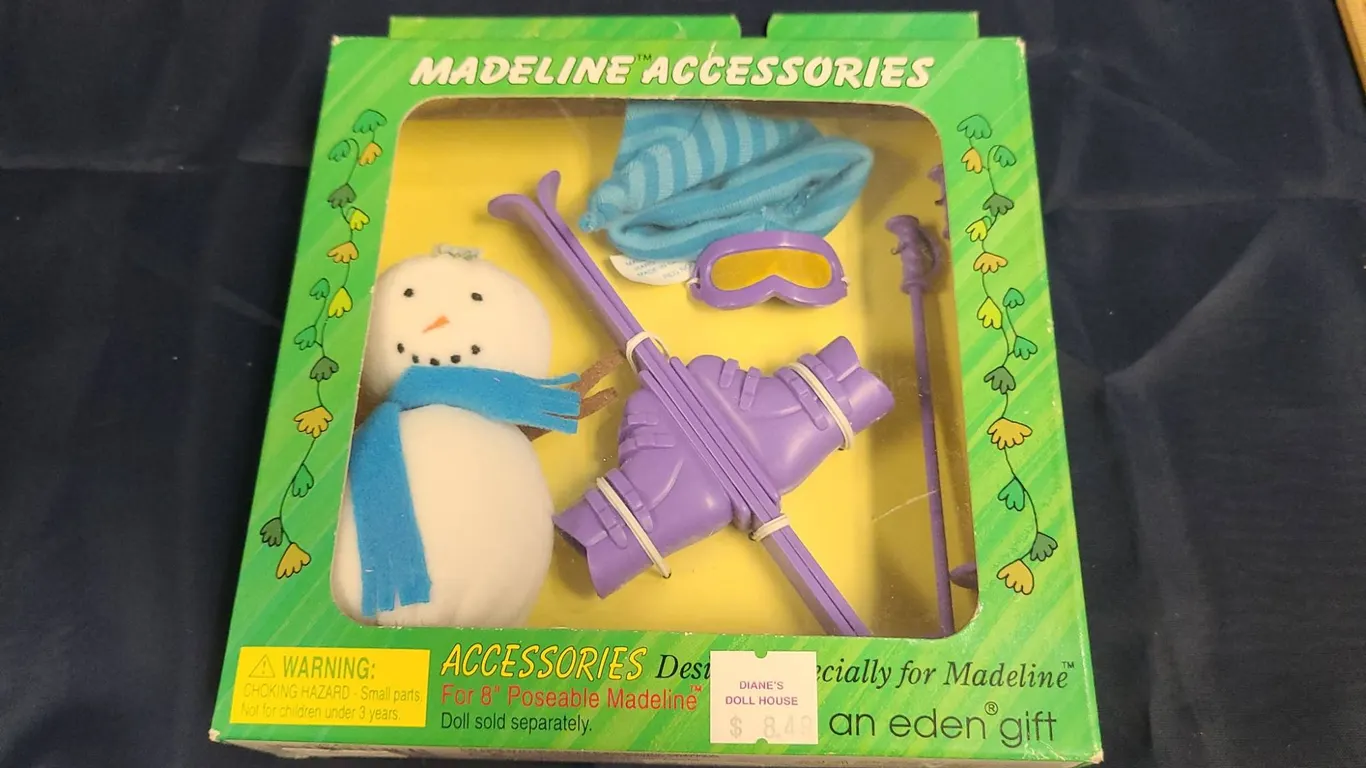1998 Madeline Accessories Ski Set in Original Packaging for 8" Poseable Madeline Doll by Eden Licens