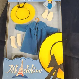 Madeline Blue Coat Poseable Doll Outfit Set with Yellow Hat and White Boots in Box by Eden 84021, Ci