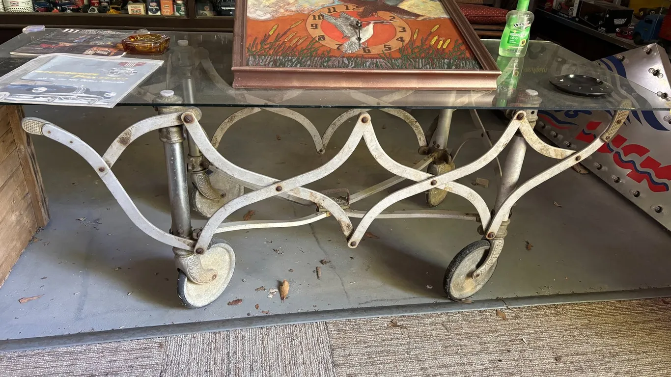 VINTAGE COFFIN DOLLY COFFEE TABLE 58X23X22