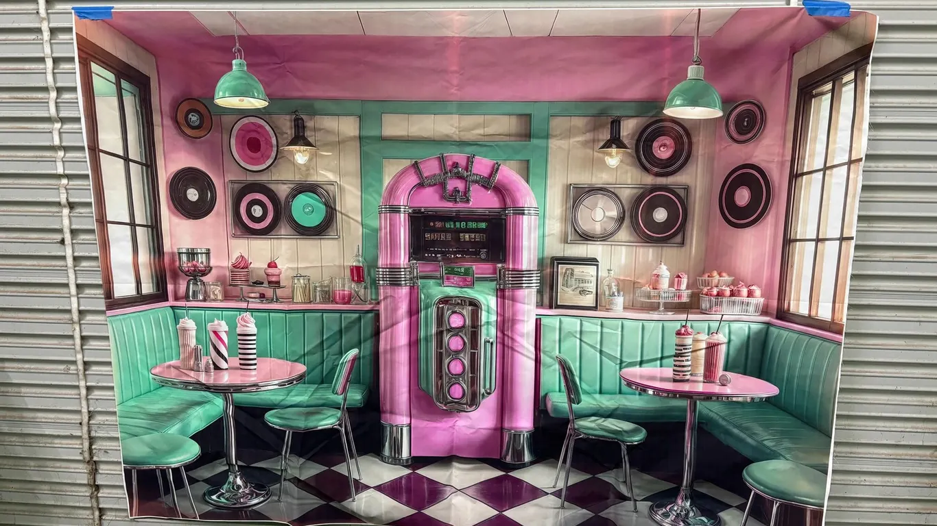 LARGE COLORFUL DINER THEMED BANNER