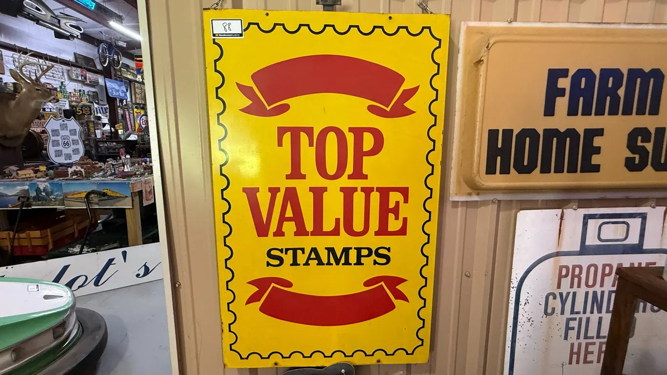 30" X 48" TOP VALUE STAMPS VINTAGE METAL SIGN