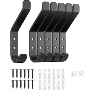 New Mkzruulf Coat Hook for Hanging, 6-Pack Black Hooks, Wall Mounted Coat Hooks, 5KG (Max) Perfect for Towels, Hats, Backpacks, Keys, and Clothes