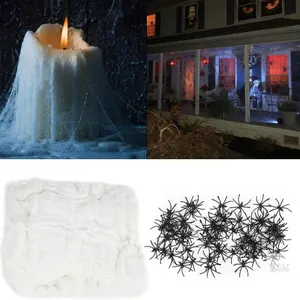 New 300g Halloween Spiders Web Decorations Super Stretch Spiders Web with 60 Fake Spiders