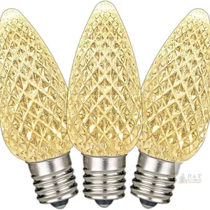 New Novelty Lights 25PK C9 LED Faceted Ultra Bright Dimmable Outdoor Christmas Light Replacement Bulbs