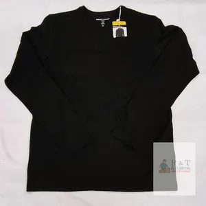 NEW Size SM ROUGH DRESS 1905521 Supima Long Sleeve Crew Neck Black T-Shirt,New with Tags