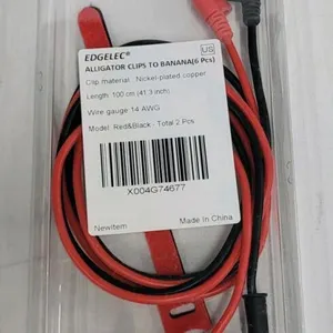 EDGELEC Alligator Clips to Banana Plug Test Leads, 14 AWG, 41.3 in, 2 Leads (Red & Black)