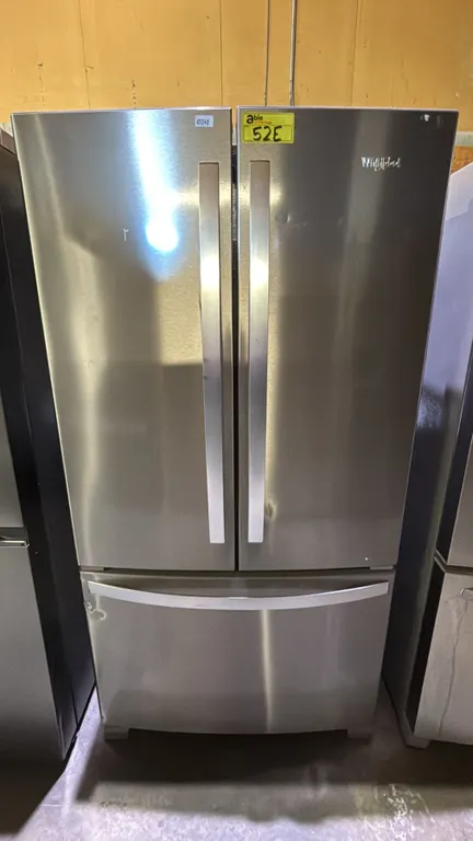 WHIRLPOOL STAINLESS STEEL FRENCH DOOR FRIDGE WITH ROLLOUT FREEZER & WATER DISPENSER 35.5"W