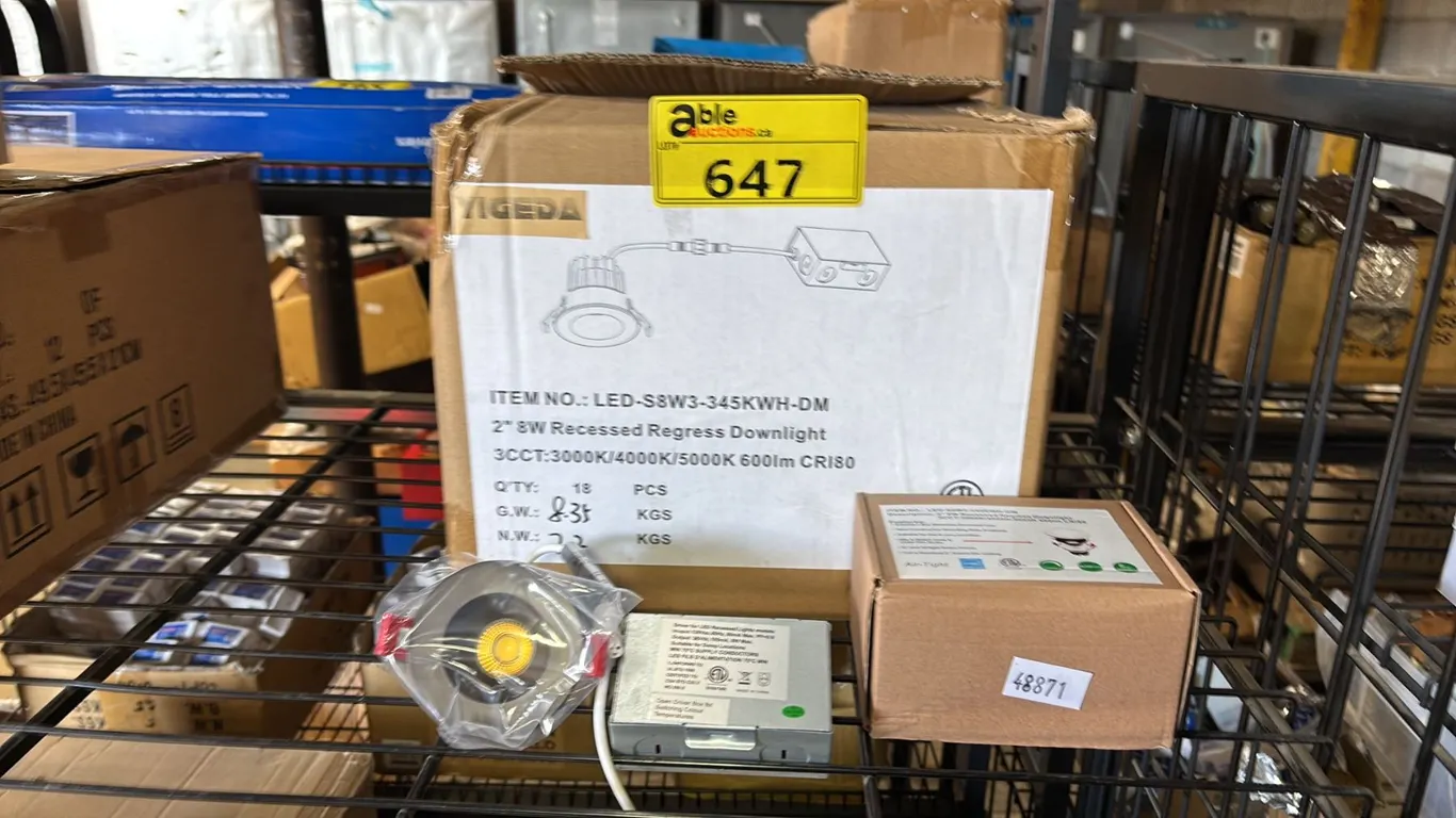 CASE OF 18 YIGEDA 2 INCH 8W RECESSED REGRESS DOWN LIGHT