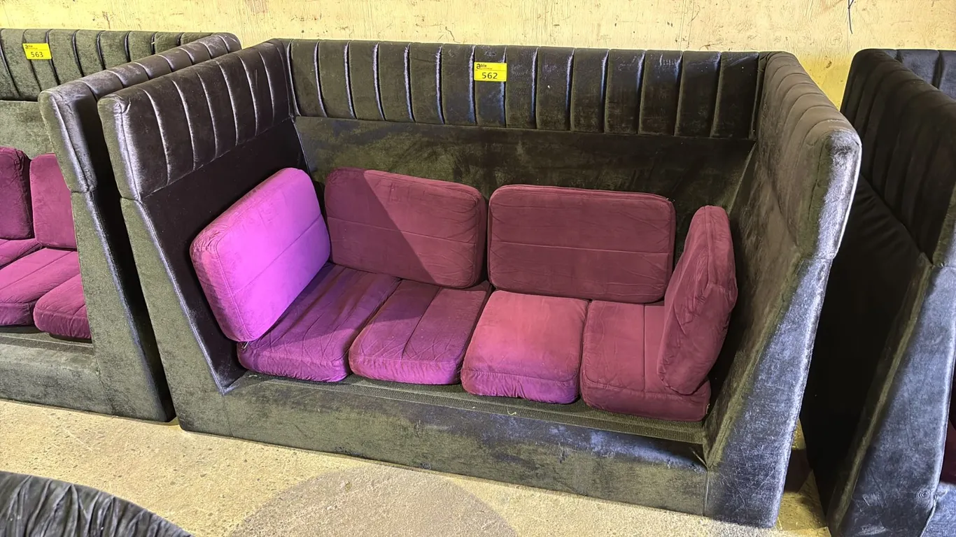FANCY VELOUR SOFA ( SOME CUSHIONS MISSING )