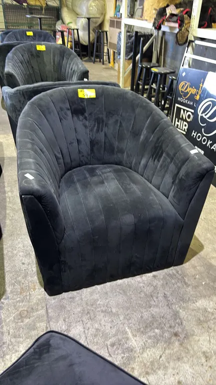 VELOUR SWIVEL BARREL ACCENT CHAIR