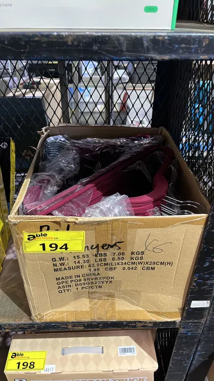 BOX OF *NEW* FLOCKED CLOTHING HANGERS