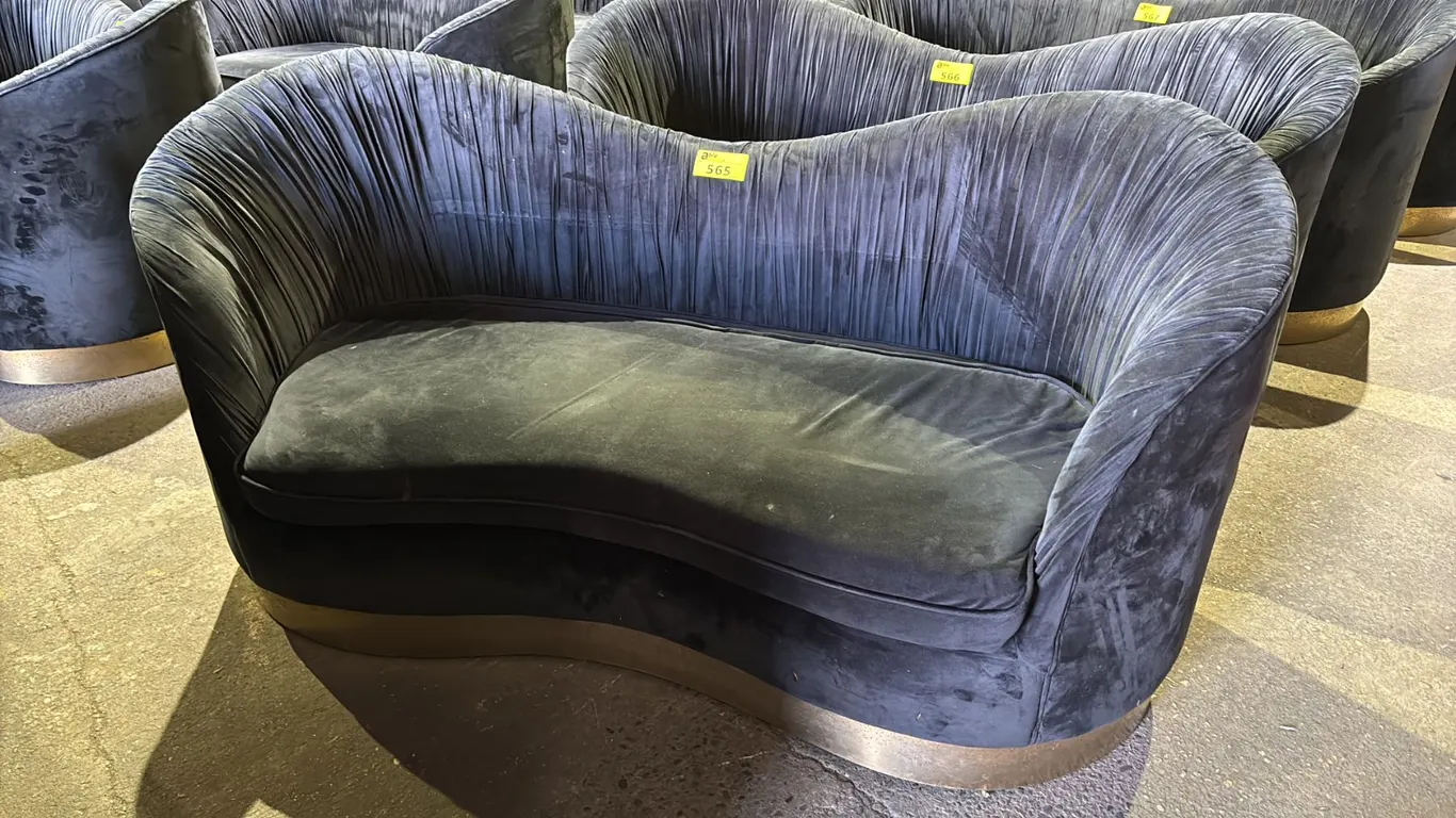 VELOUR SOFA WITH GOLD ACCENT
