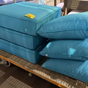 (3) BLUE SEAT CUSHIONS & (3) BLUE BACK/THROW CUSHIONS