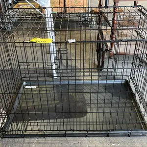 METAL ANIMAL CRATE: APPROX. 35.5"L X 22.5"D X 24"T