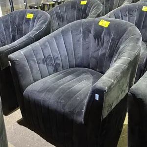 VELOUR SWIVEL BARREL ACCENT CHAIR