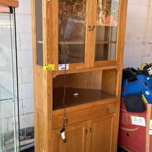 VINTAGE WOOD CORNER HUTCH