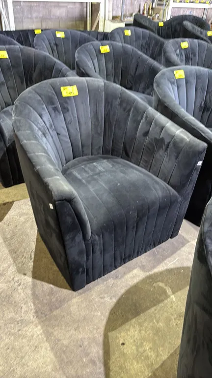 VELOUR SWIVEL BARREL ACCENT CHAIR