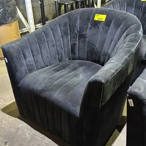 VELOUR SWIVEL BARREL ACCENT CHAIR