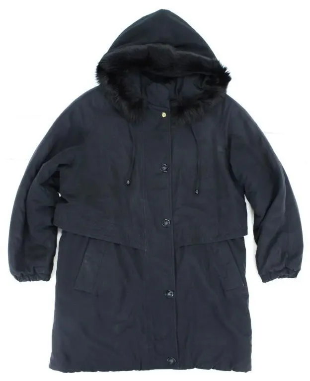 VTG NUAGE FOX FUR TRIM BLACK LADIES COAT (S)