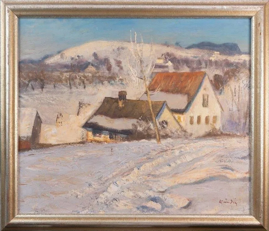 REINHOLD K�NDIG 'WINTER LANDSCAPE' OIL ON CANVAS