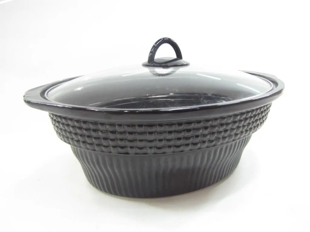 BLACK CERAMIC DUTCH OVEN W/ GLASS LID